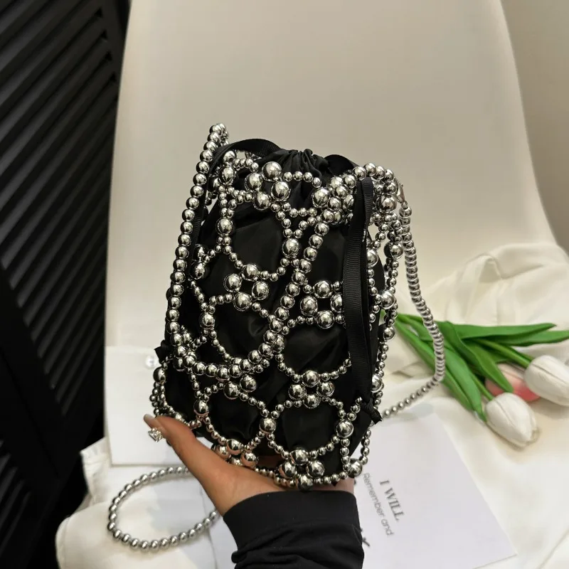 Beading White Bucket Shoulder  - Luxury Bags On Sales review and price